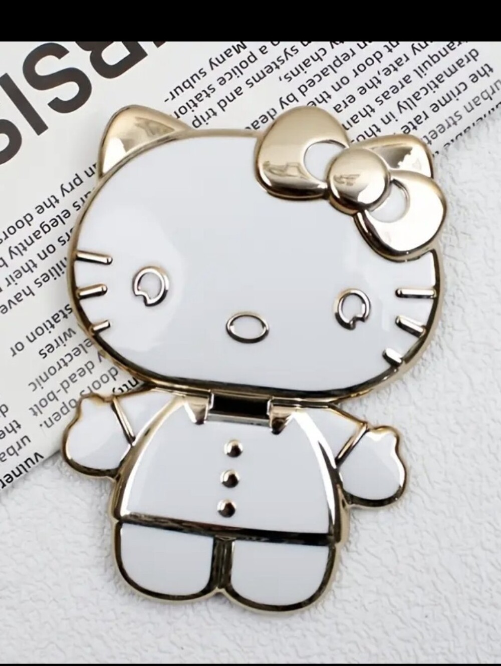 Hello Kitty Rotatable Folding Phone Stand Mirror - WHITE